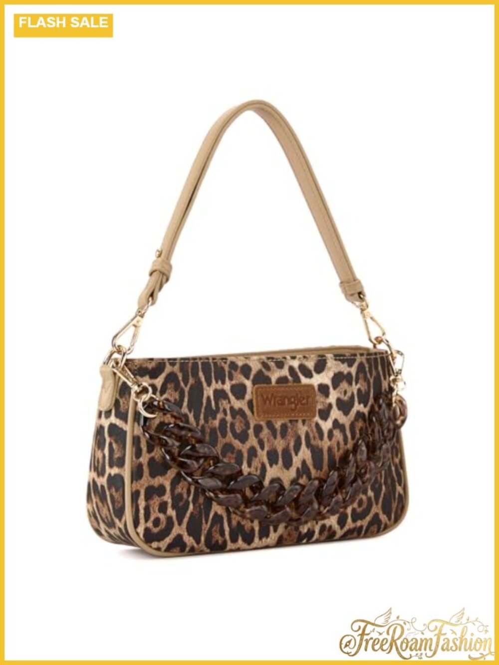 Small Cheetah Print Shoulder Bag Clutch Hobo with Acrylic Chain Strap